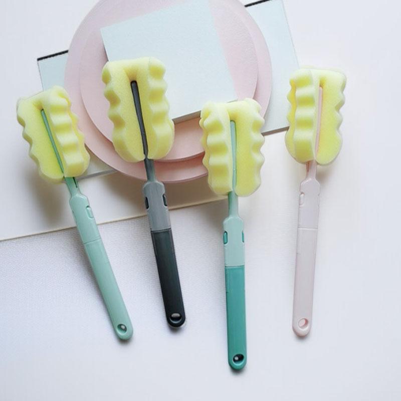 Sponge bottle brush, foldable cup washing brush