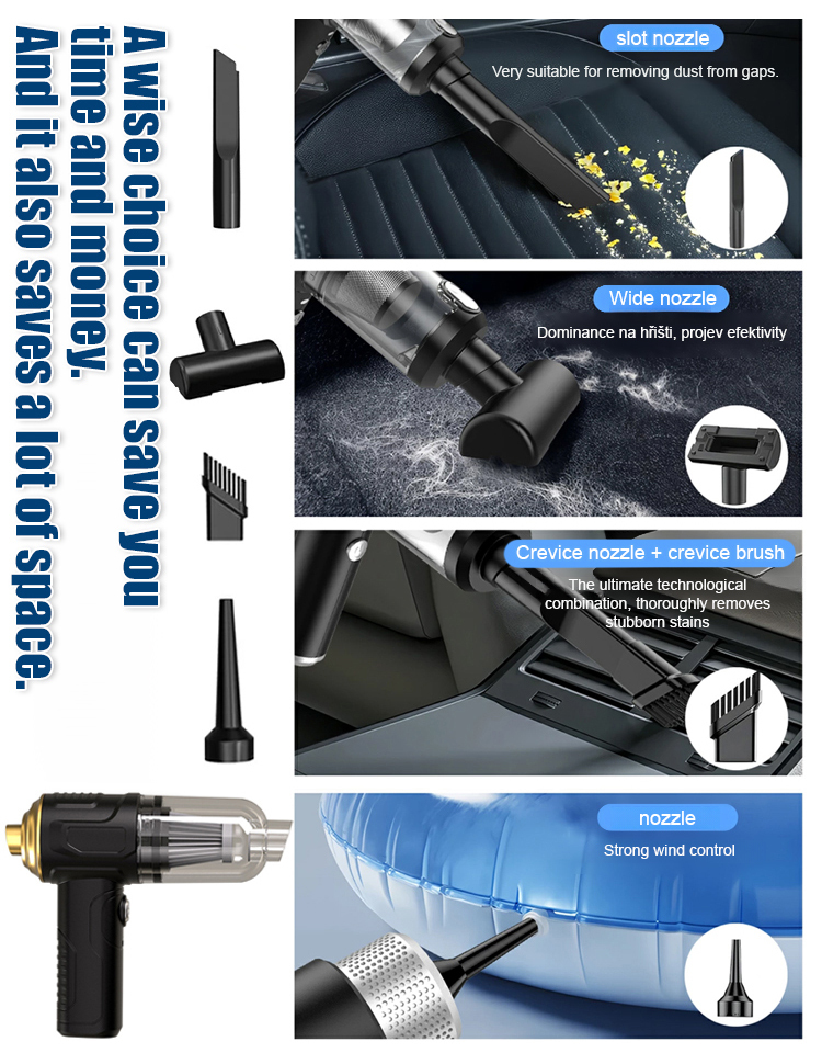 [Super strong suction + AI motor] Dual-purpose vacuum cleaner for car and home