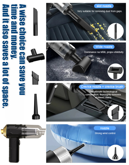 [Super strong suction + AI motor] Dual-purpose vacuum cleaner for car and home