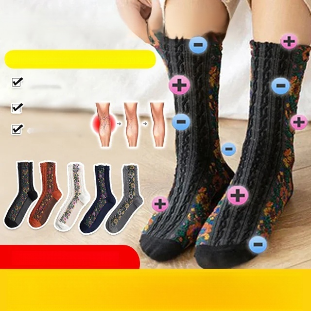 Ethnic Style Flower Women's Long Socks.Lightweight And Breathable, Won't Constrict Your Legs Even After Wearing It For A Long Time