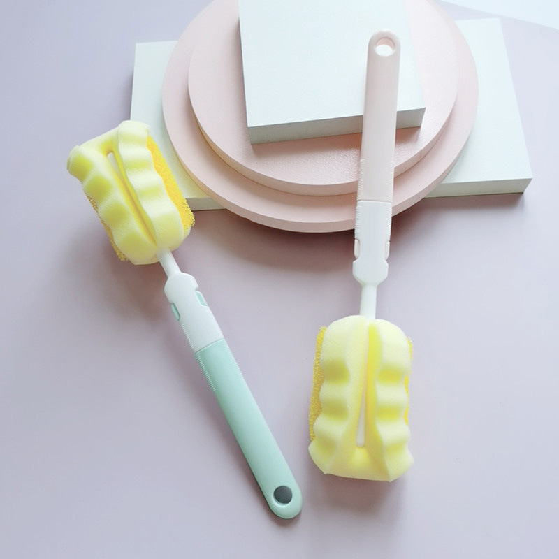 Sponge bottle brush, foldable cup washing brush