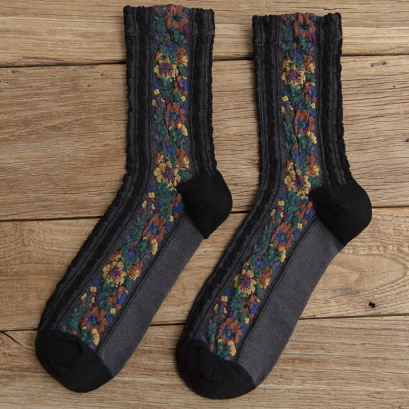 Ethnic Style Flower Women's Long Socks.Lightweight And Breathable, Won't Constrict Your Legs Even After Wearing It For A Long Time