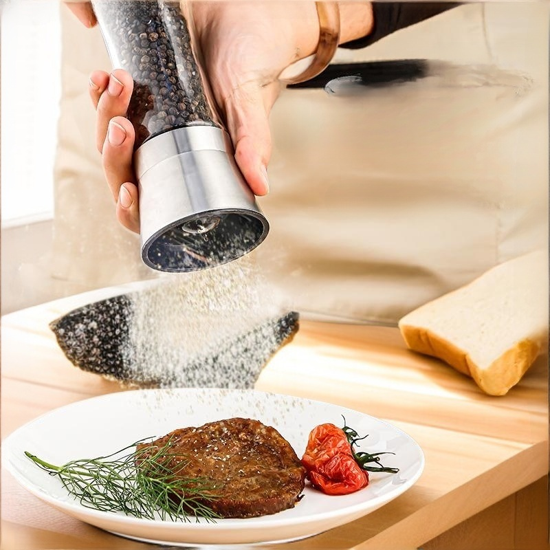 Grinder stainless steel manual grinding bottle household glass seasoning bottle pepper grinder kitch
