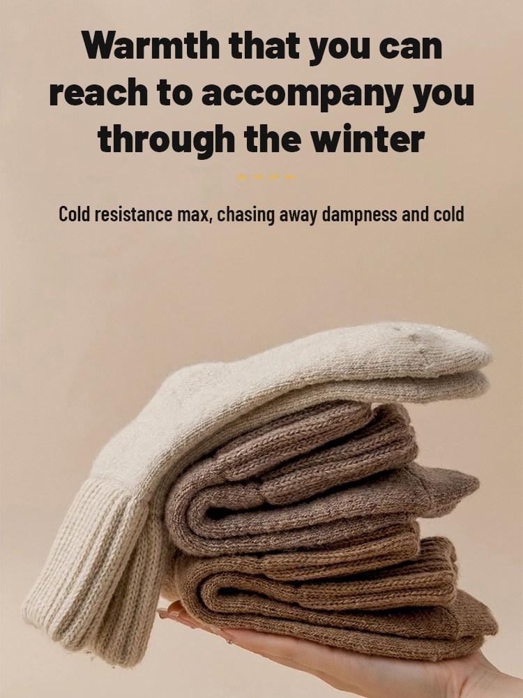 Warm cashmere mid-calf socks with plush fleece