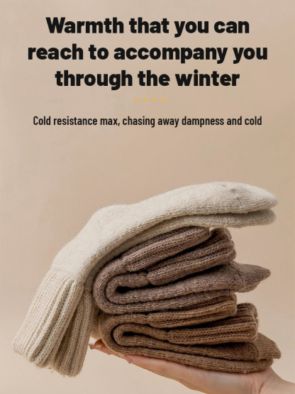 Warm cashmere mid-calf socks with plush fleece