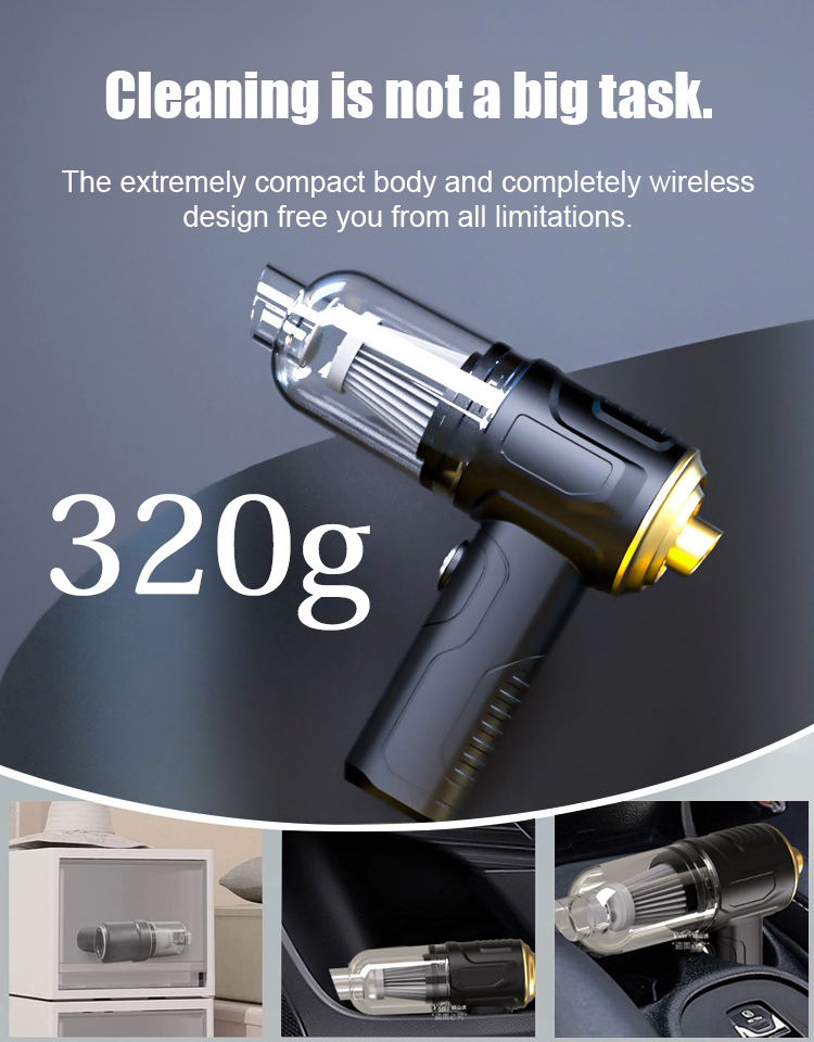 [Super strong suction + AI motor] Dual-purpose vacuum cleaner for car and home