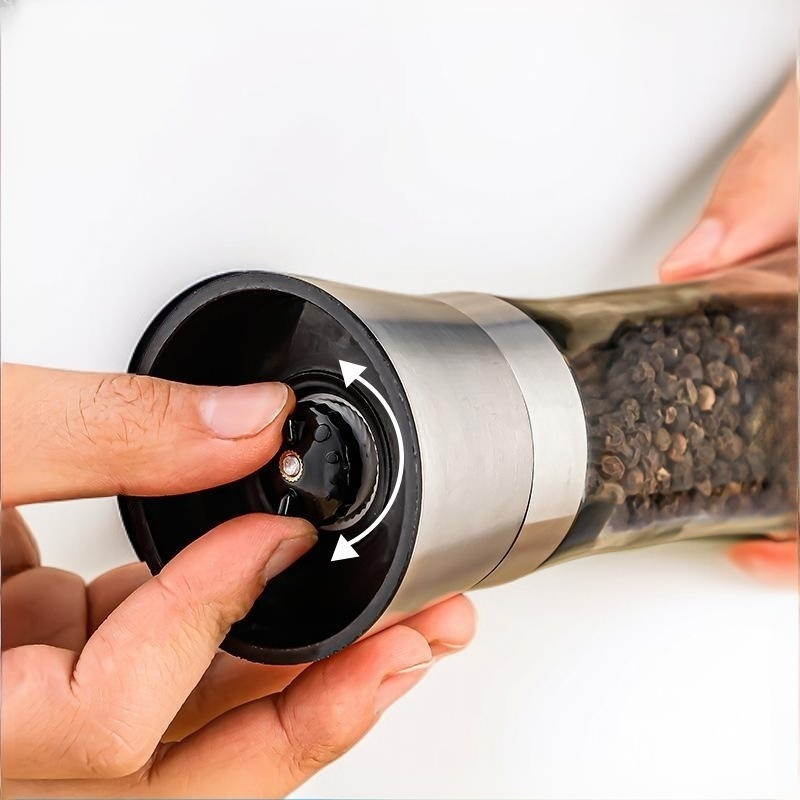 Grinder stainless steel manual grinding bottle household glass seasoning bottle pepper grinder kitch