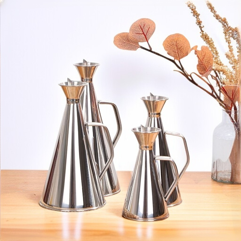 Oil pot without oil hanging stainless steel conical oil pot large capacity household kitchen supplie