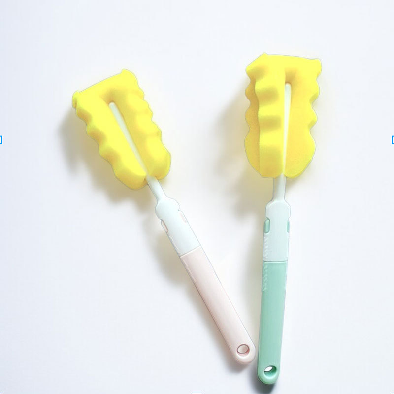 Sponge bottle brush, foldable cup washing brush