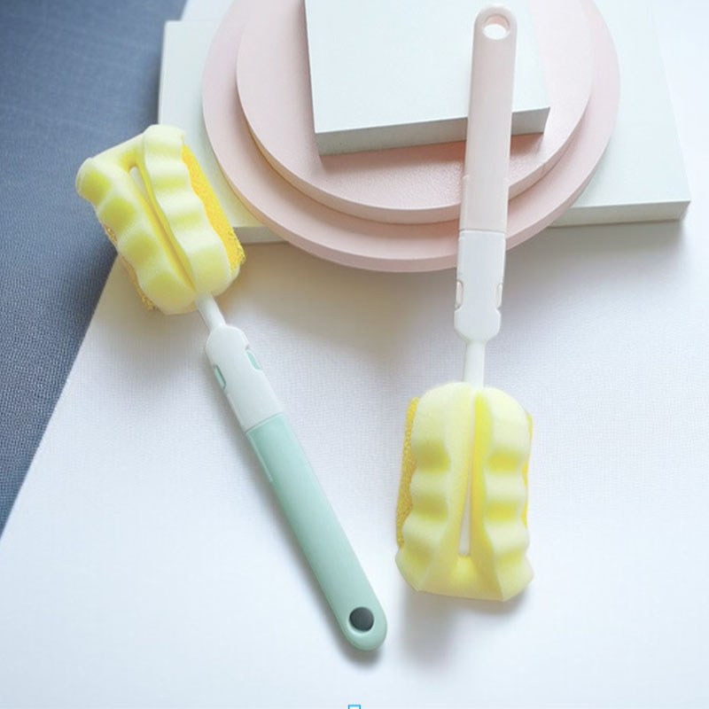 Sponge bottle brush, foldable cup washing brush