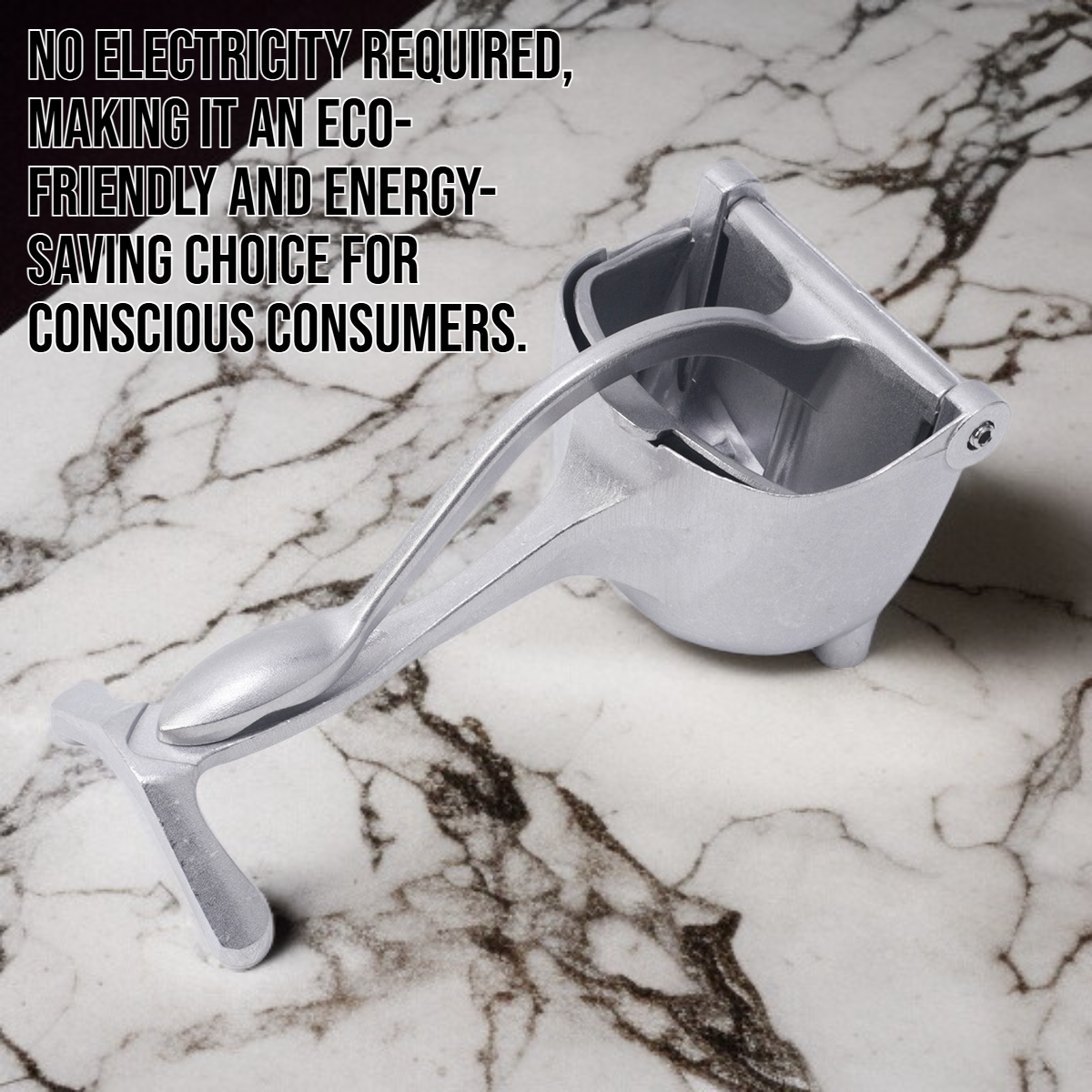 Manual squeezing juicer extracting fresh orange juice