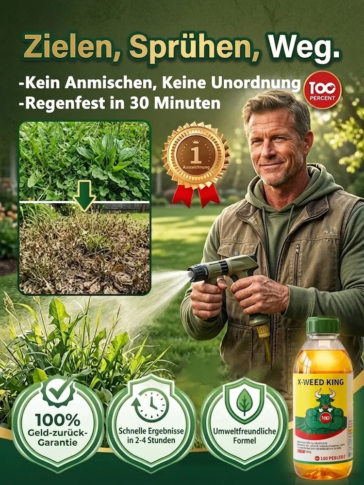 Unkraut- und Wurzelfäulebekämpfungsmittel: Ein Sprühstoß verhindert Unkrautwuchs für 5 Jahre – sicher und rückstandsfrei