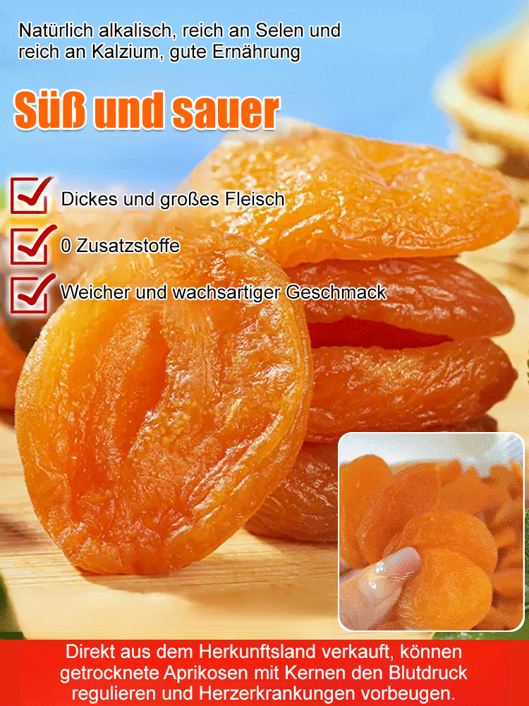 [1+1 GRATIS] Naturbelassene goldene getrocknete Aprikosen – Intensives Fruchtaroma, perfekt süß-säuerlich und unwiderstehlich lecker!