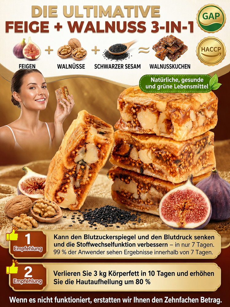 [Empfohlen von der Münchner Gesellschaft für Ernährung] Weicher, süßer und köstlicher Feigen-Nuss-Kuchen