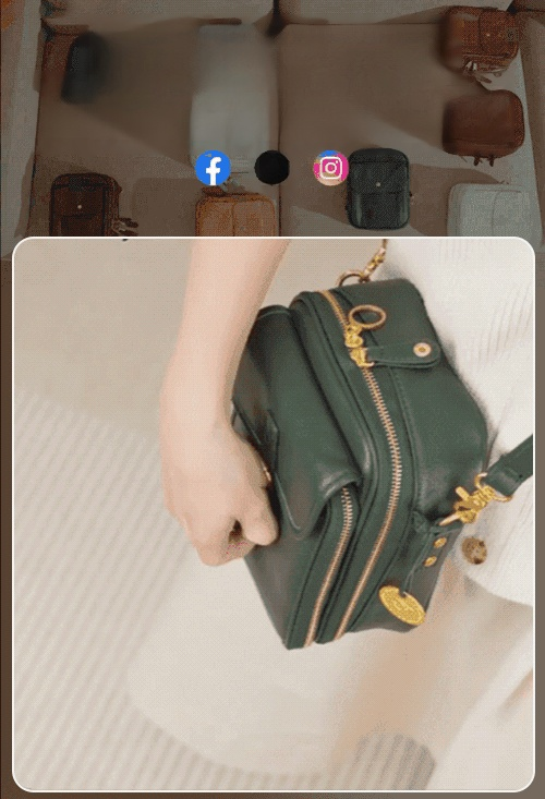 Retro Doppelte Schicht Große Kapazität Crossbody Tasche.Rfid-Abschirmung + Versteckte Tasche