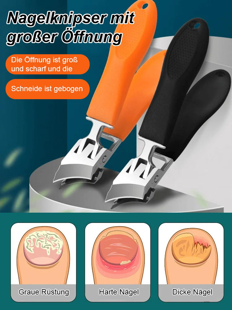 FM【Für eingewachsene Nägel unverzichtbar】Großer schräger Nagelknipser mit Spritzschutz