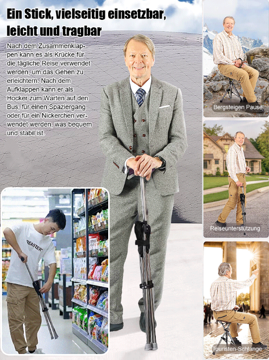 Klappbarer Krückenstuhl für den Außenbereich, Ergonomischer Krückenstuhl