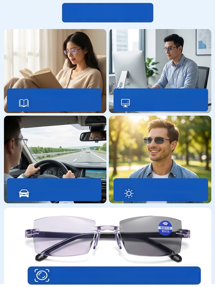【Sehkraft zurück auf 20 Jahre】Intelligente Fokusveränderung Komfortable Lesebrille.Keine Augenuntersuchung nötig: Die smarte Brille für Nah- und Fernsicht