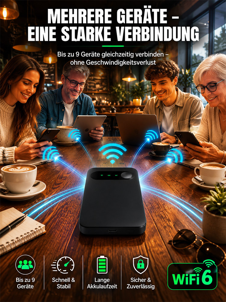 Tragbarer Highspeed-Router, universelle Netzwerkkompatibilität, SIM-Karten-Einstecken und sofort einsatzbereit, reibungslose Verbindung für mehrere Geräte