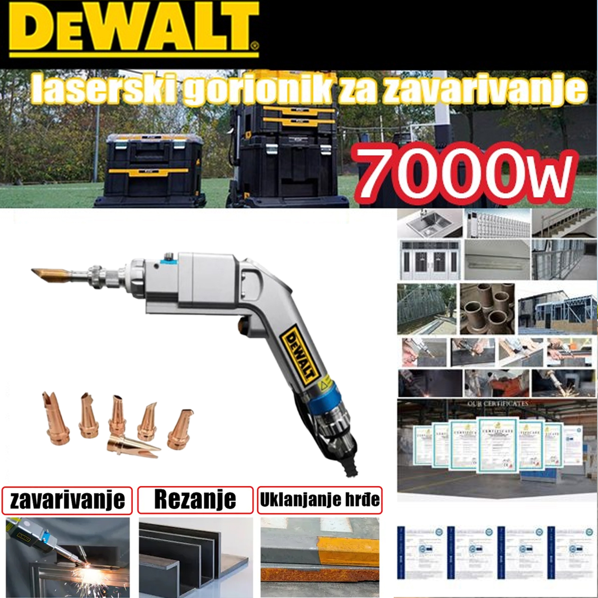 Laserski aparat za varenje (tri u jedan) najnoviji model Dewalt 2024 varenje + rezanje + skidanje hrđe 8000W