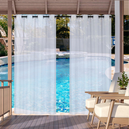 Beans Lands Outdoor Waterproof Sheer Curtain for Patio White 1 Panel