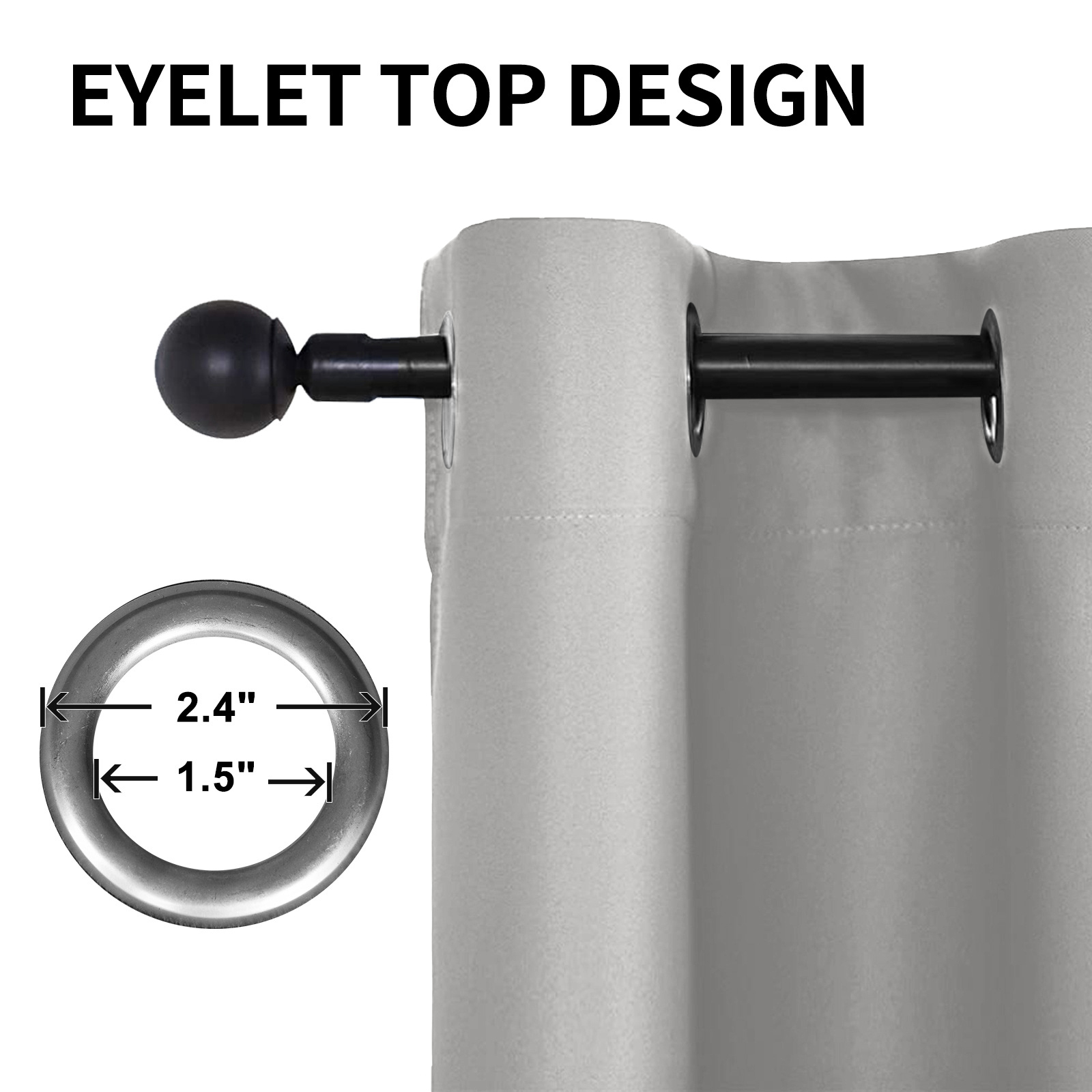 Beans Lands Waterproof Outdoor Curtains For Patio Light Grey Grommet Top & Bottom Customizable Size 1 Panel