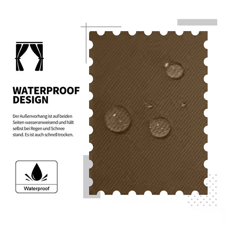 Beans Lands Waterproof Outdoor Curtains For Patio Light Coffee Velcro Tab Top Customizable Size 1 Panel