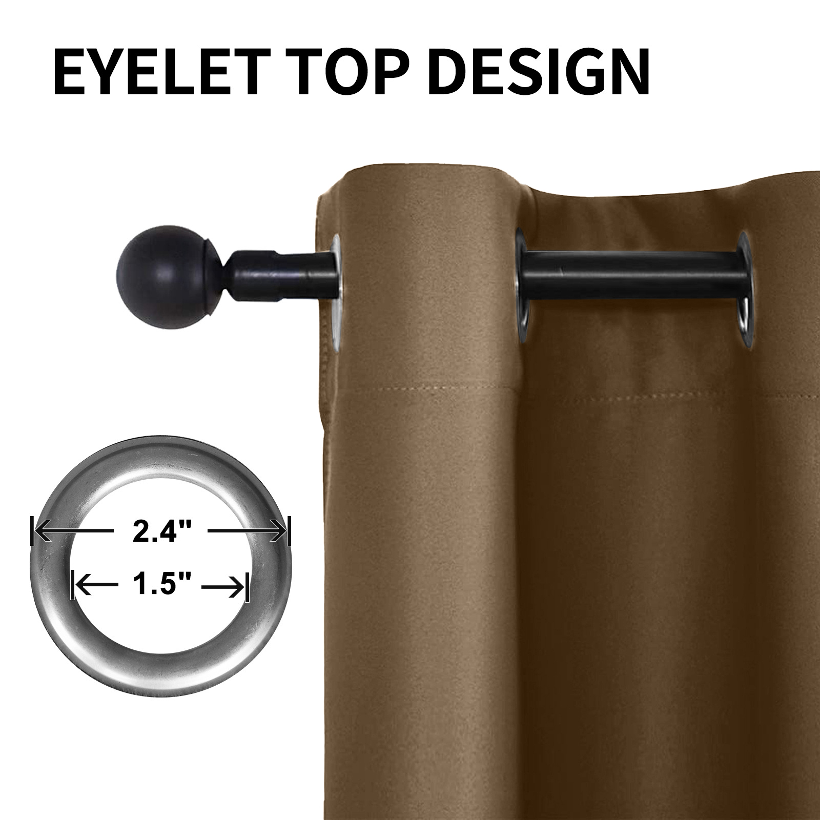 Beans Lands Waterproof Outdoor Curtains For Patio Light Coffee Grommet Top & Bottom Customizable Size 1 Panel