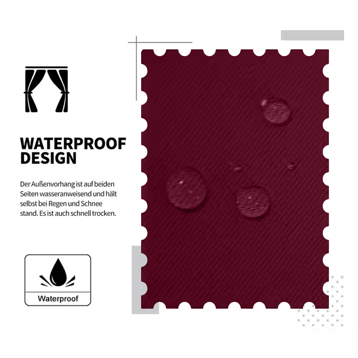 Beans Lands Waterproof Outdoor Curtains For Patio Wine Red Grommet Top & Bottom Customizable Size 1 Panel