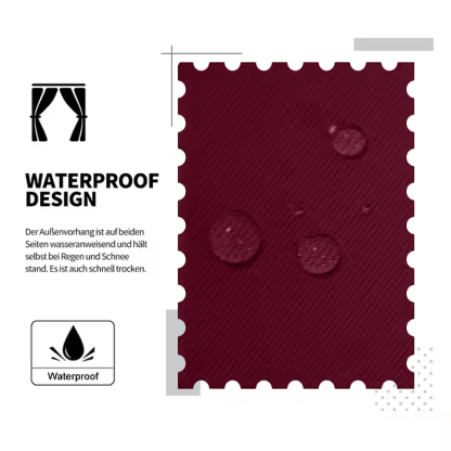 Beans Lands Waterproof Outdoor Curtains For Patio Wine Red Grommet Top & Bottom Customizable Size 1 Panel