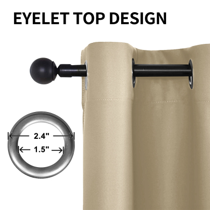 Beans Lands Waterproof Outdoor Curtains For Patio Dark Beige Grommet Top & Bottom Customizable Size 1 Panel