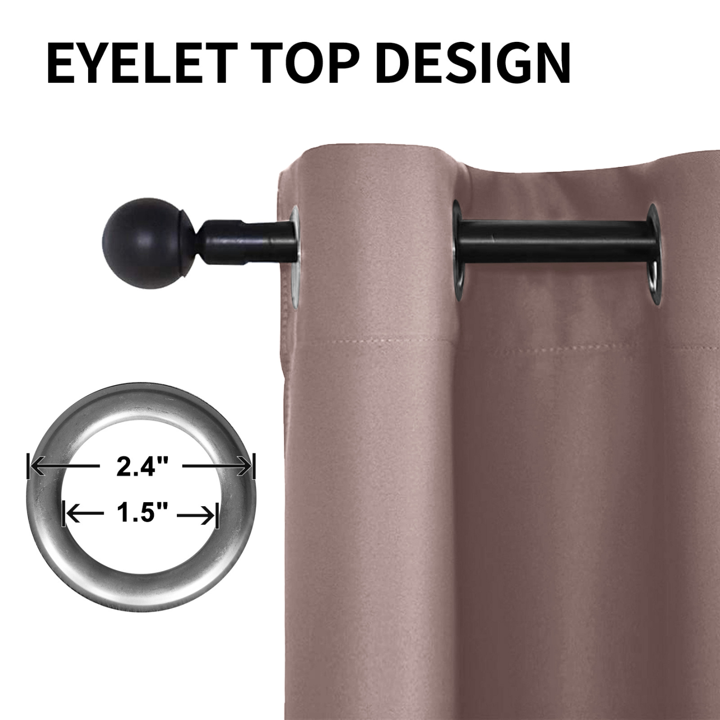 Beans Lands Waterproof Outdoor Curtains For Patio Dark Pink Grommet Top & Bottom Customizable Size 1 Panel