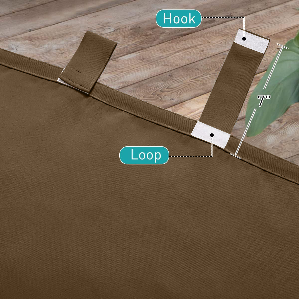 Beans Lands Waterproof Outdoor Curtains For Patio Light Coffee Velcro Tab Top Customizable Size 1 Panel