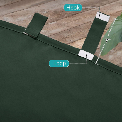 Beans Lands Waterproof Outdoor Curtains For Patio Dark Green Velcro Tab Top Customizable Size 1 Panel