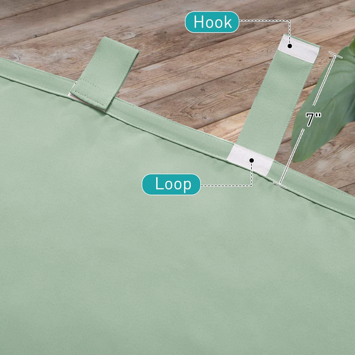 Beans Lands Waterproof Outdoor Curtains For Patio Green Velcro Tab Top Customizable Size 1 Panel