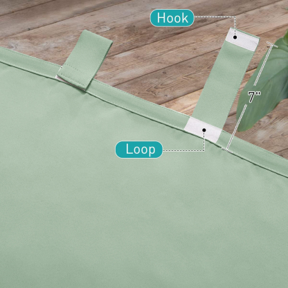 Beans Lands Waterproof Outdoor Curtains For Patio Green Velcro Tab Top Customizable Size 1 Panel