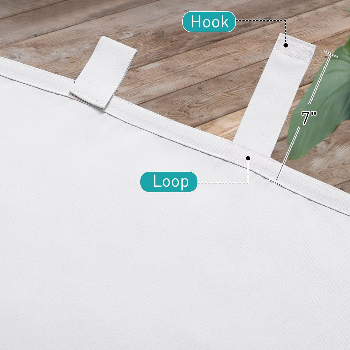 Beans Lands Waterproof Outdoor Curtains For Patio White Velcro Tab Top Customizable Size 1 Panel