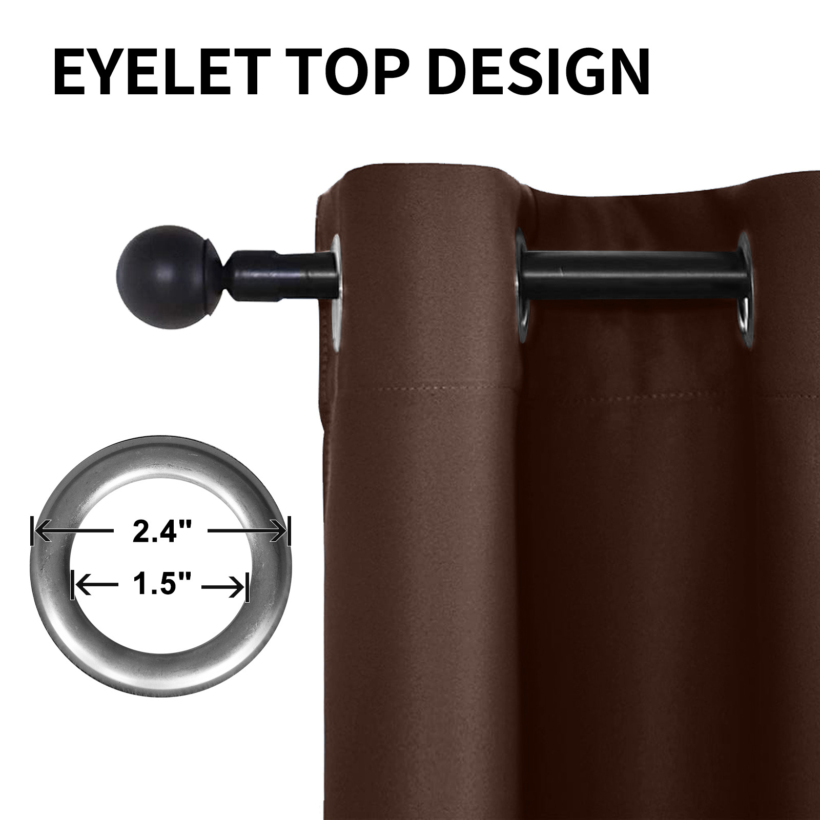 Beans Lands Waterproof Outdoor Curtains For Patio Dark Coffee Grommet Top Customizable Size 1 Panel