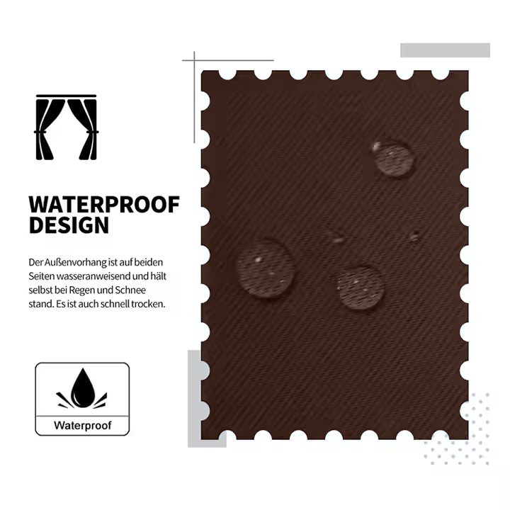 Beans Lands Waterproof Outdoor Curtains For Patio Dark Coffee Grommet Top Customizable Size 1 Panel