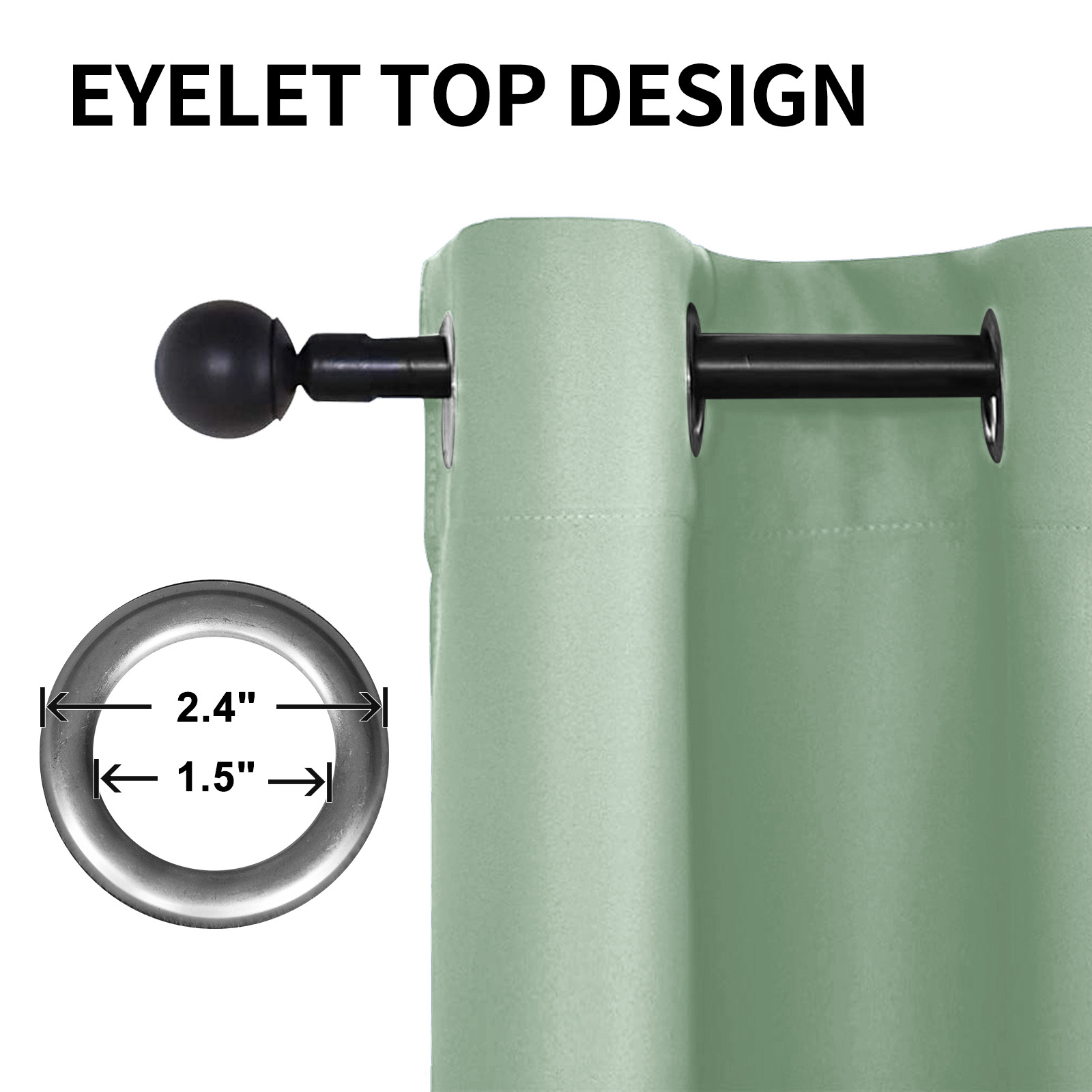 Beans Lands Waterproof Outdoor Curtains For Patio Green Grommet Top Customizable Size 1 Panel