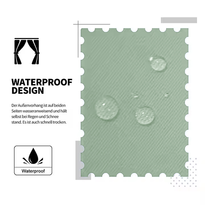 Beans Lands Waterproof Outdoor Curtains For Patio Green Velcro Tab Top Customizable Size 1 Panel