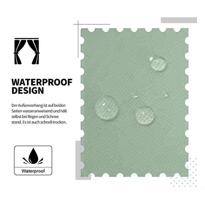 Beans Lands Waterproof Outdoor Curtains For Patio Green Velcro Tab Top Customizable Size 1 Panel