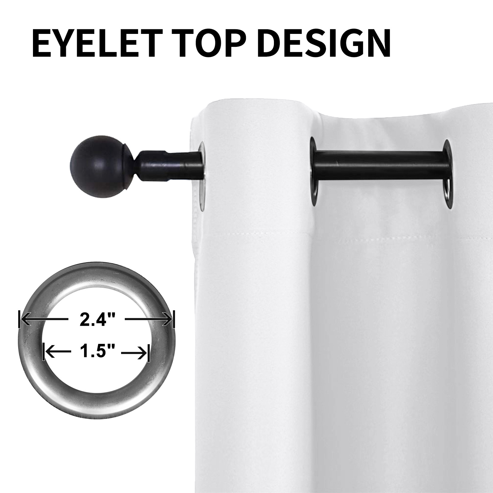 Beans Lands Waterproof Outdoor Curtains For Patio White Grommet Top & Bottom Customizable Size 1 Panel