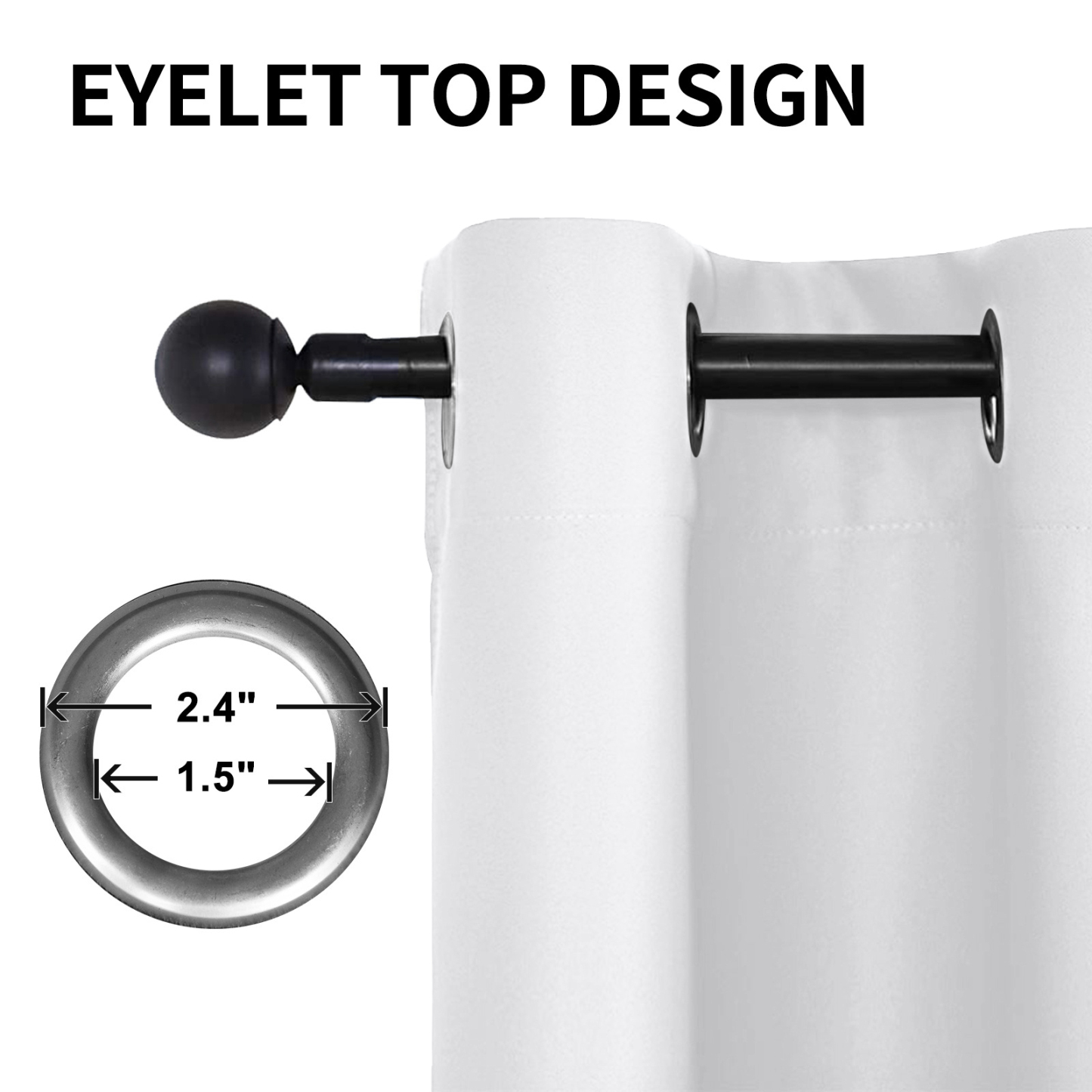 Beans Lands Waterproof Outdoor Curtains For Patio White Grommet Top & Bottom Customizable Size 1 Panel