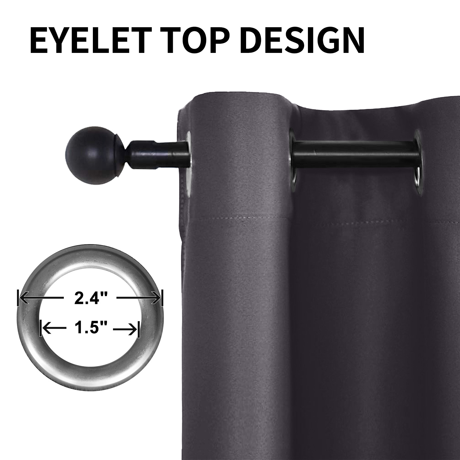 Beans Lands Waterproof Outdoor Curtains For Patio Grey Grommet Top & Bottom Customizable Size 1 Panel