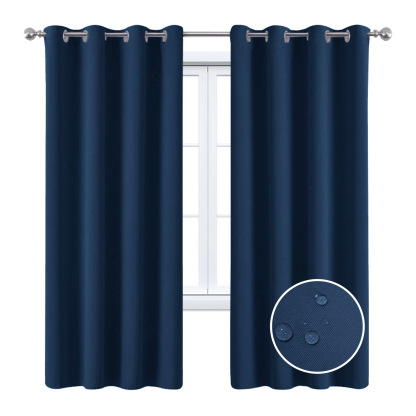 Beans Lands Waterproof Outdoor Curtains For Patio Navy Blue Grommet Top Customizable Size 1 Panel