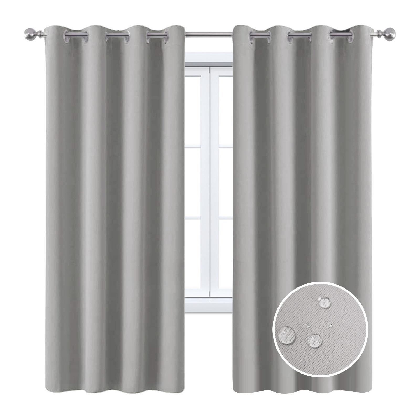 Beans Lands Waterproof Outdoor Curtains For Patio Light Grey Grommet Top Customizable Size 1 Panel