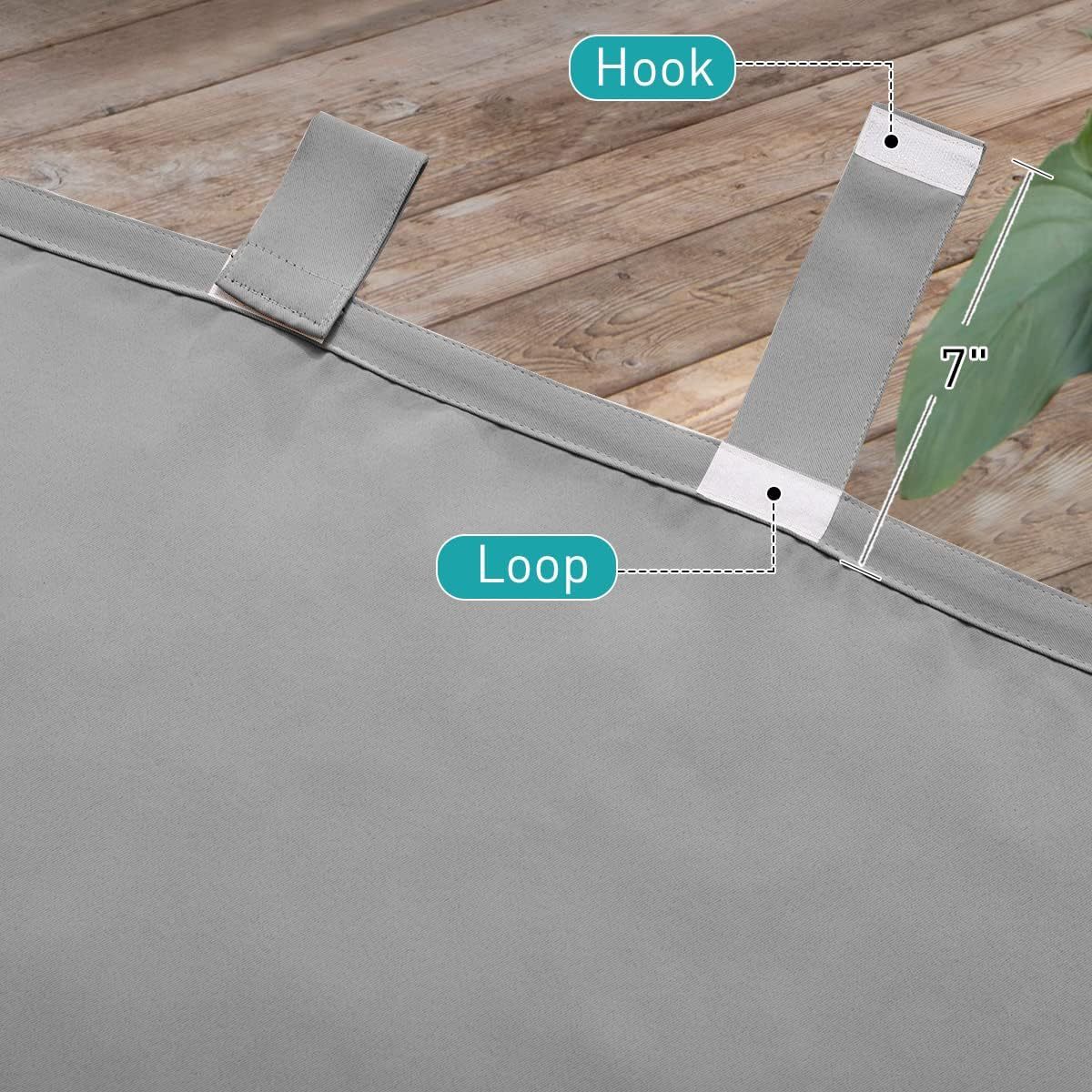 Beans Lands Waterproof Outdoor Curtains For Patio Light Grey Velcro Tab Top Customizable Size 1 Panel