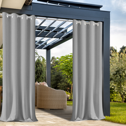 Beans Lands Waterproof Outdoor Curtains For Patio Light Grey Grommet Top Customizable Size 1 Panel