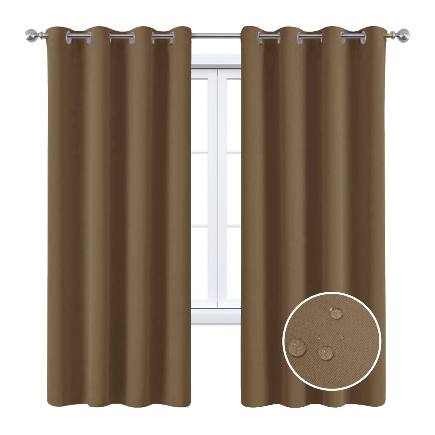 Beans Lands Waterproof Outdoor Curtains For Patio Light Coffee Grommet Top Customizable Size 1 Panel